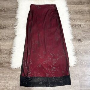 Vintage‎ Womens Mesh Overlay 90s Maxi Skirt Floral Whimsigoth Fairy Grunge